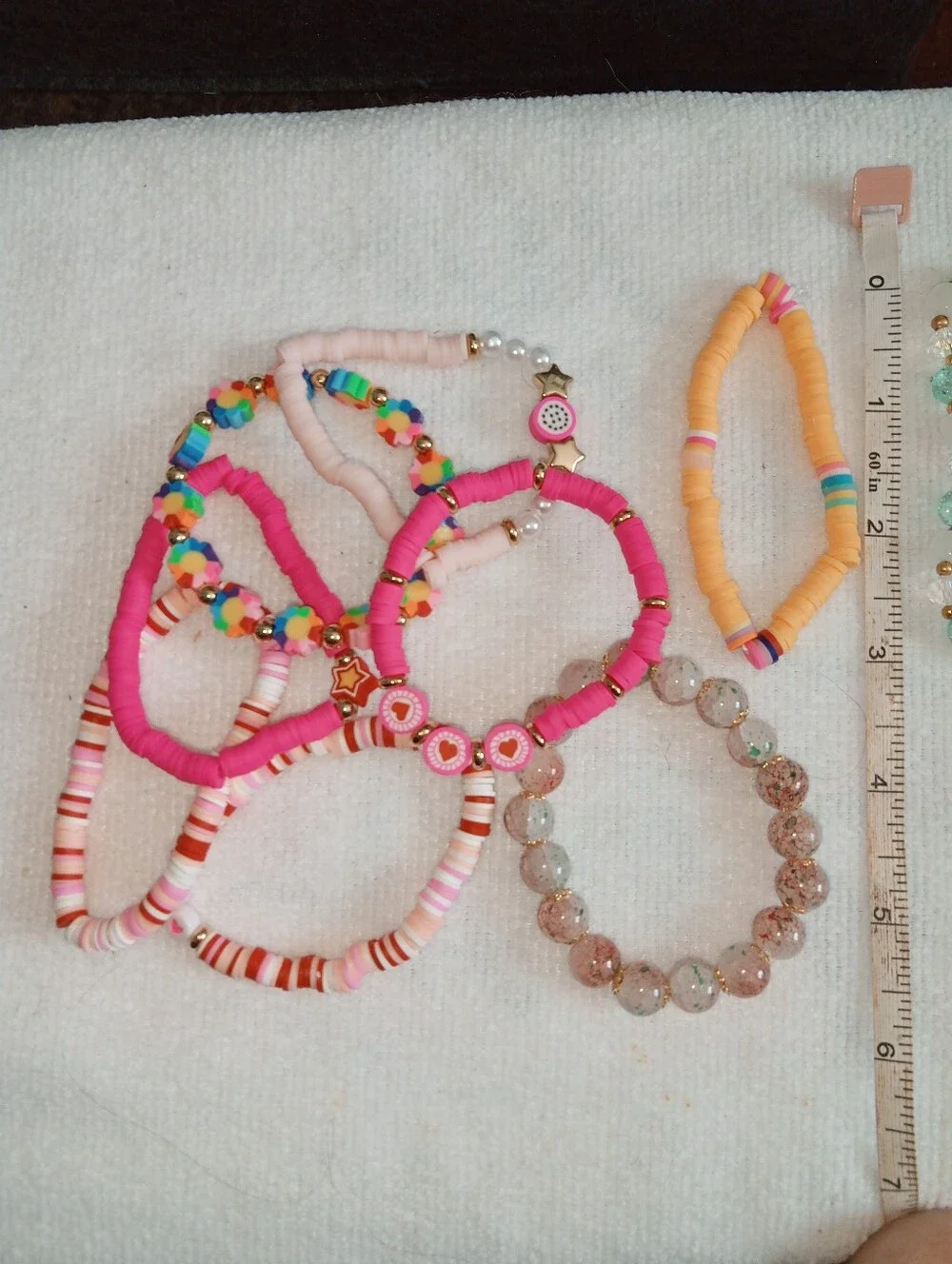 Bracelets: Kids Pink Beaded Stretch Bracelet Set - And Two Beaded